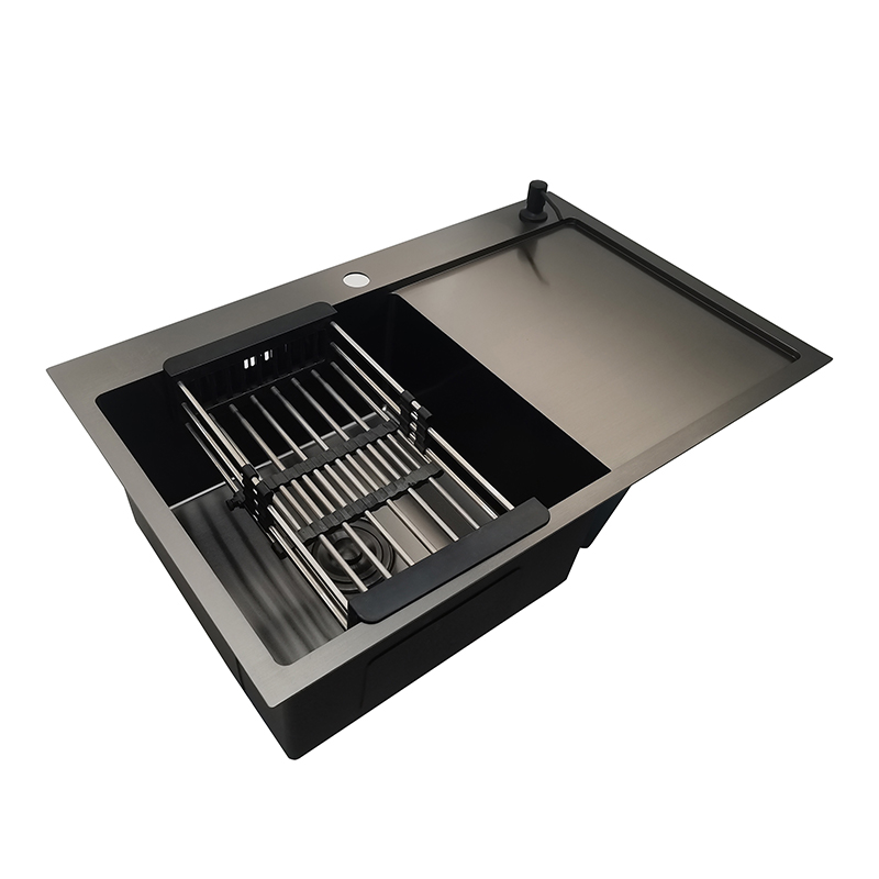 Drop in Single Bowl with Drainboard Black